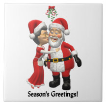 Santa y señora Claus Tile Trivet Teja Cerámica