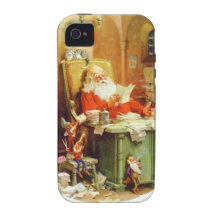 Santa y sus duendes que hacen una lista, comprobán vibe iPhone 4 carcasas