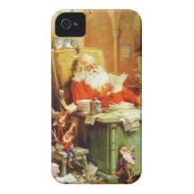 Santa y sus duendes que hacen una lista, comprobán iPhone 4 Case-Mate coberturas