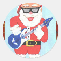 SantaClausWithRedFrame2 Pegatina Redonda