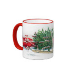 Santas que tiran de Navidad divertida del trineo Taza
