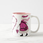 Santas y cinta rosados caprichosos del corazón per taza de café
