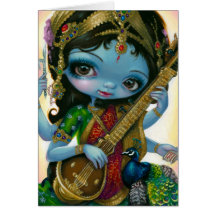 "Saraswati que juega tarjeta de felicitación de Ve