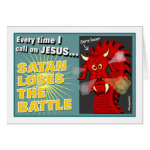 Satan pierde el regalo del cristiano de la batalla tarjeta