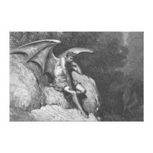 Satan que piensa arte estirado de la lona lona envuelta para galerias