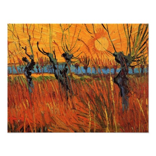 Sauces de Van Gogh en la puesta del sol, impresion Invitacion Personalizada