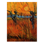 Sauces de Van Gogh en la puesta del sol, impresion Postales