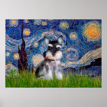 Schnauzer 10 - Perrito - noche estrellada Impresiones
