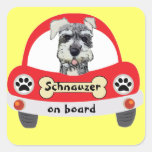Schnauzer a bordo pegatinas cuadradas