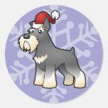 Schnauzer del navidad pegatinas redondas