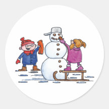 Schneemann Runde Aufkleber