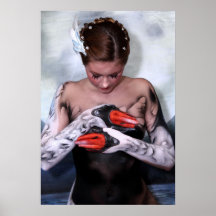 Schwan swan leda bodypainting poster print druck