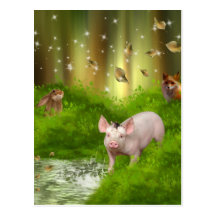 Schweinchen Berta Postkarte