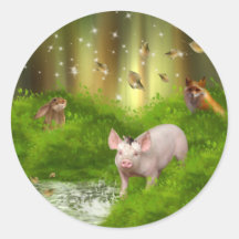 Schweinchen Berta Runde Aufkleber