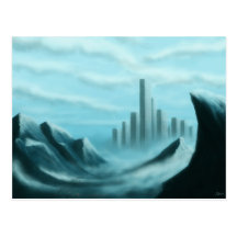 scifi del iceworld/postal del arte de la fantasía