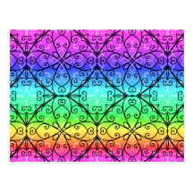 Scrollwork elegante del arco iris postales