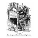 Scrooge en su escritorio (con el texto) tarjetas postales