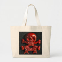 Scull rojo y huesos cruzados bolsas