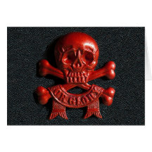 Scull rojo y huesos cruzados felicitacion 