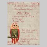 Se ruboriza la invitación del bebé del búho invitaciones