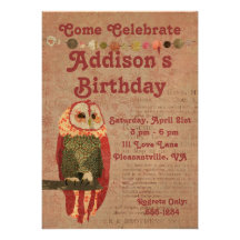 Se ruboriza la invitación del cumpleaños del búho