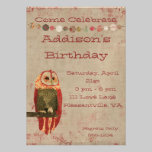 Se ruboriza la invitación del cumpleaños del búho invitaciones