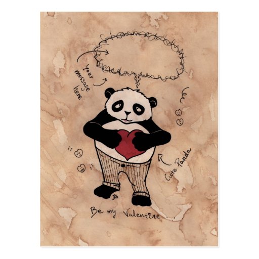 Sea mi tarjeta del día de San Valentín, Panda. Tarjetas Postales