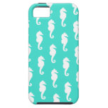 Seahorse blanco en la turquesa iPhone 5 Case-Mate carcasa