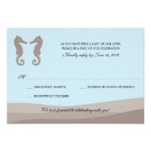 Seahorse doble del océano que casa RSVP Invitacion Personalizada