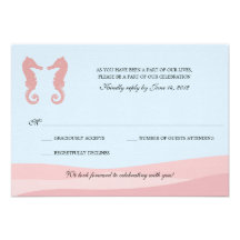 Seahorse doble del océano que casa RSVP Anuncio Personalizado