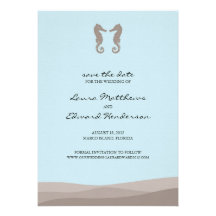 Seahorse doble en reserva del océano la fecha invitaciones personales 