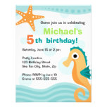 Seahorse lindo y de la diversión bajo cumpleaños d invitación personalizada