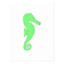 Seahorse verde en blanco tarjetas postales