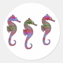 Seahorses de piedra del arco iris pegatinas redondas
