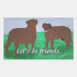 Seamos amigos, dos pegatinas marrones de los perro