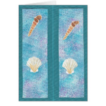Seashells en azul y púrpura, tarjetas de la señal
