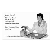 Secretaria retra tarjetas de visita