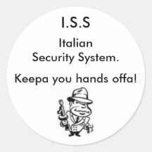 Seguridad italiana pegatina redonda
