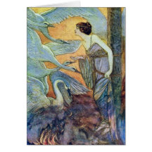 Seis tarjetas del cuento de hadas de los cisnes