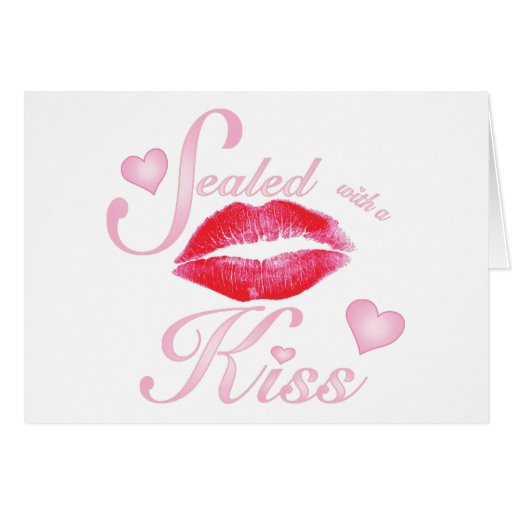 Sellado con un beso y los corazones tarjetas