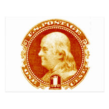 Sello 1869 de Benjamin Franklin Tarjeta Postal