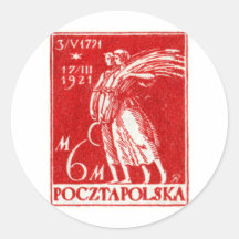 sello 1921 6m polaco etiqueta redonda
