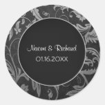 Sello de plata y negro del boda del damasco - pers etiqueta