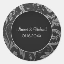 Sello de plata y negro del boda del damasco - pers etiqueta