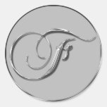 Sello formal de plata del monograma F del boda Etiqueta
