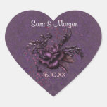 Sello que se casa 2 color de rosa románticos oscur calcomanías de corazones