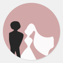 Sellos del sobre de la silueta de novia y del novi etiquetas  