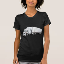 Semi dibujo animado blanco del remolque del camión camiseta