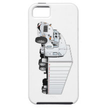 Semi dibujo animado blanco del remolque del camión iPhone 5 cárcasas