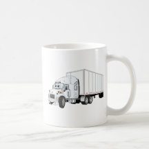 Semi dibujo animado blanco del remolque del camión tazas